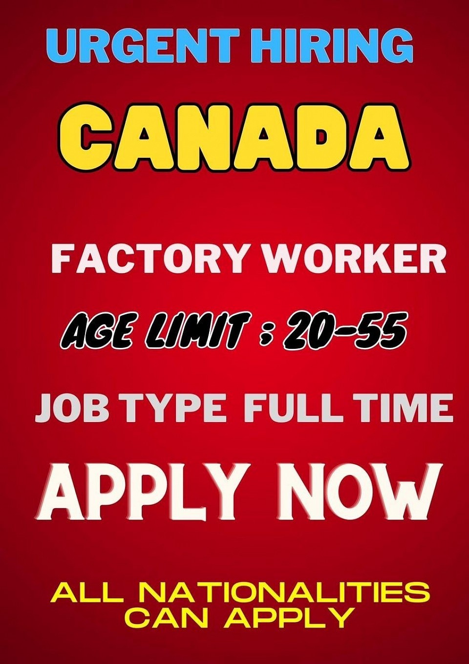 CANADA 🇨🇦 FACTORY WORKERS NEEDED